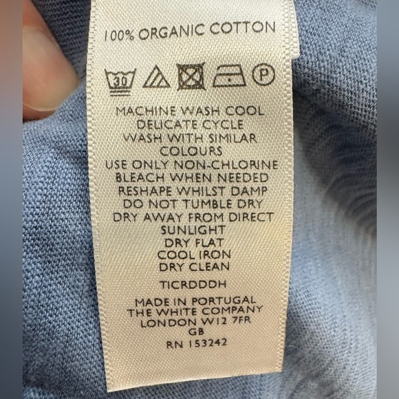 The White Company Blue Tiered Midi Dress Pockets 100% Organic Cotton Size 8 - Picture 9 of 9